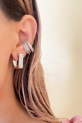 گوشواره غضروفی جواهر زنانه روکش طلا Ressia - کد 244702360