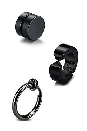 گوشواره استیل (فولاد) مشکی زنانه استیل ضد زنگ TREND COLLECTİON - کد 366077910