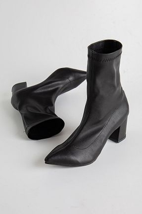 بوت / نیم بوت مشکی زنانه چرم مصنوعی SOFT FASHION - کد 366124897