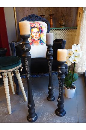 شمعدان و شمع گیر مشکی چوب Moza Sanat - کد 367973954