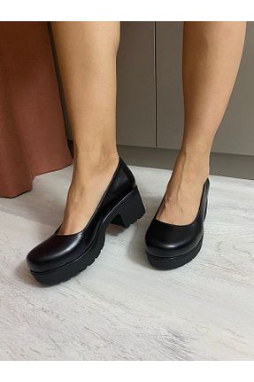 کفش پاشنه بلند کلاسیک مشکی زنانه چرم خالص Kesim Shoes - کد 368144344