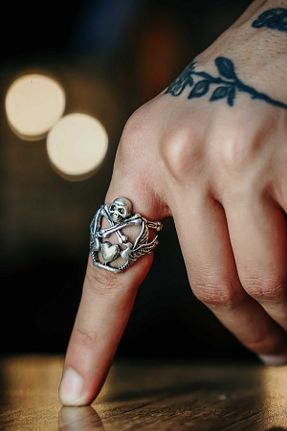 انگشتر جواهر مردانه روکش نقره The Collection - کد 245582656
