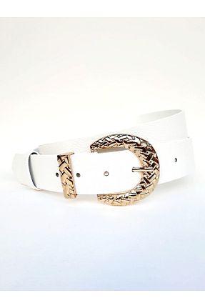 کمربند سفید زنانه چرم مصنوعی Kemerix - کد 96331870