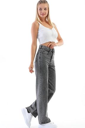شلوار جین طوسی زنانه رگولار Livik - کد 367508027