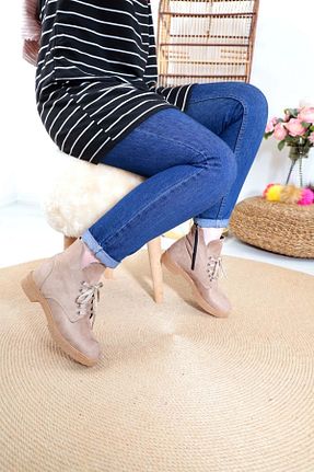 بوت / نیم بوت بژ زنانه چرم مصنوعی Konfores - کد 367934210