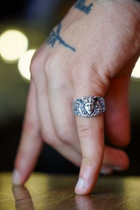 انگشتر جواهر مردانه روکش نقره کد 304305488
