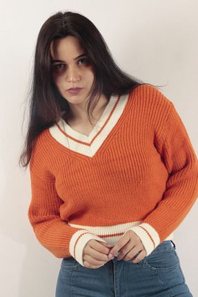 پلیور نارنجی زنانه ساده VERA LİFE - کد 372570884