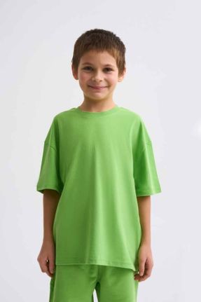 تی شرت سبز بچه گانه رگولار یقه گرد بیسیک کد 194921346