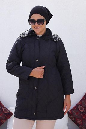 کاپشن مشکی زنانه سایز بزرگ KMKkombin - کد 369633942