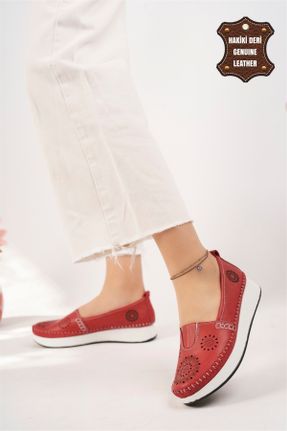 کفش اسپادریل قرمز زنانه چرم طبیعی کد 369412381