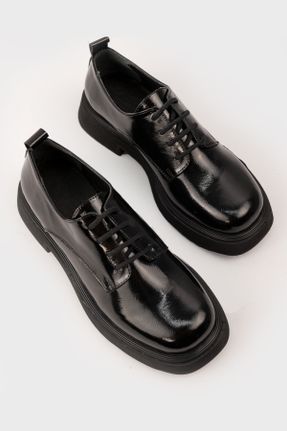 کفش آکسفورد مشکی زنانه چرم طبیعی پاشنه کوتاه ( 4 - 1 cm ) کد 369175224