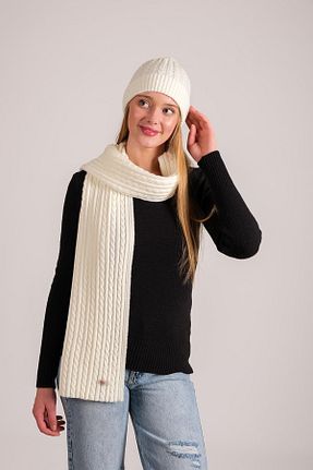 ست شال گردن و کلاه پشمی نباتی زنانه اکریلیک CHUBA - کد 369341782