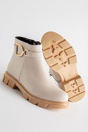 بوت / نیم بوت بژ زنانه چرم مصنوعی SOFT FASHION - کد 369613520