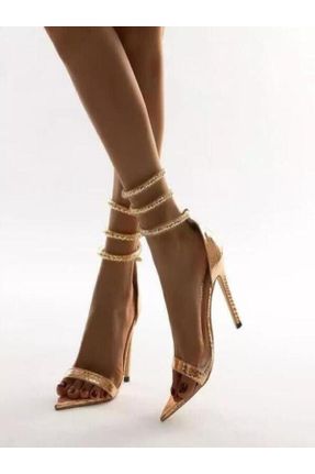 کفش پاشنه بلند کلاسیک طلائی زنانه چرم پاشنه متوسط ( 5 - 9 cm ) پاشنه نازک کد 369630229