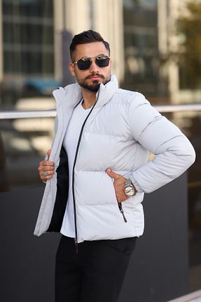 کاپشن سفید مردانه رگولار S&M CLOTHİNG - کد 132933297