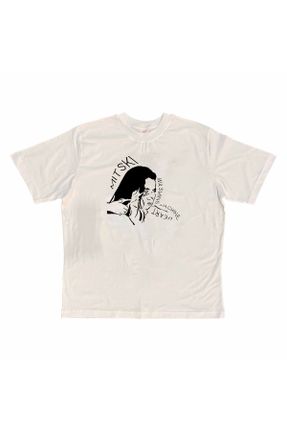 تی شرت سفید زنانه رگولار یقه گرد کد 370136734