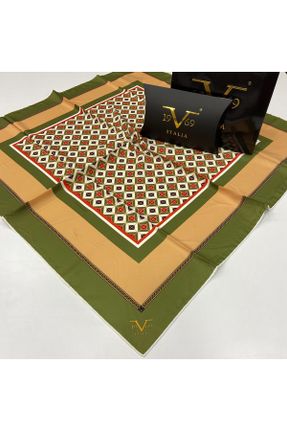 روسری سبز پلی استر 90 x 90 طرح هندسی کد 63538303