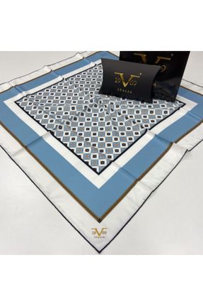 روسری سفید پلی استر 90 x 90 طرح هندسی کد 63537942