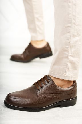 کفش کژوال قهوه ای مردانه چرم طبیعی پاشنه کوتاه ( 4 - 1 cm ) پاشنه ضخیم کد 90241813