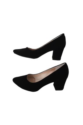 کفش مجلسی مشکی زنانه جیر پاشنه متوسط ( 5 - 9 cm ) پاشنه ضخیم کد 371107452