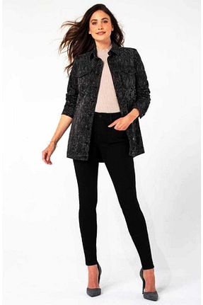 شلوار جین مشکی زنانه پاچه پهن SANTA BELLA - کد 370874885