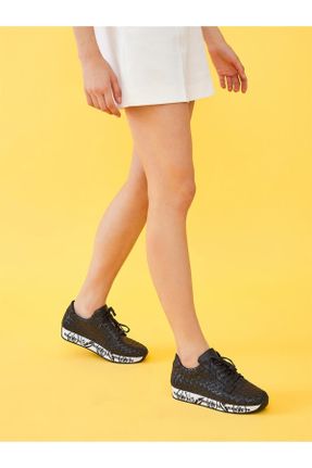 کفش اسنیکر مشکی زنانه چرم طبیعی بدون بند چرم طبیعی کد 370621823
