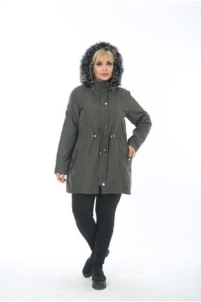 کاپشن سایز بزرگ خاکی زنانه سایز بزرگ By Alba Collection - کد 159161626