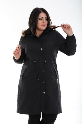 کاپشن سایز بزرگ مشکی زنانه اسلیم فیت TUTveAL Collection - کد 190726708