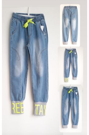 شلوار جین آبی بچه گانه فاق بلند جین بلند کد 373482635