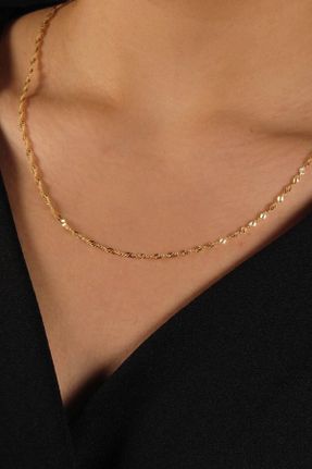 گردنبند استیل طلائی زنانه فولاد ( استیل ) کد 373593806