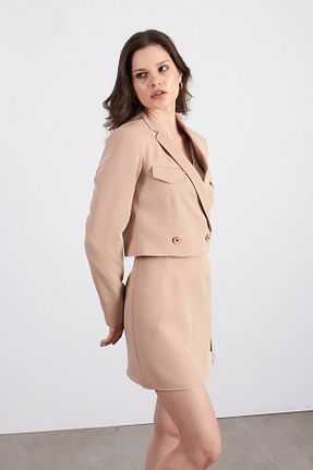 کت بلیزر بژ زنانه پلی استر Ortaya Çık - کد 358994212