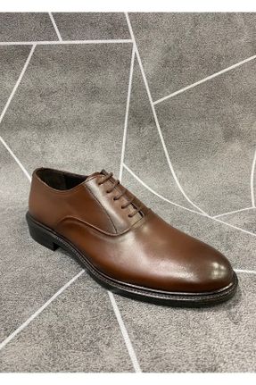 کفش کلاسیک قهوه ای مردانه چرم طبیعی پاشنه کوتاه ( 4 - 1 cm ) پاشنه ساده کد 372647218