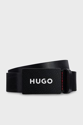 کمربند مشکی مردانه چرم خالص HUGO - کد 372875824