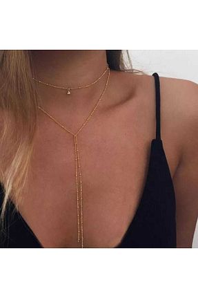 گردنبند جواهر طلائی زنانه روکش طلا İPAR AKSESUAR - کد 374648963