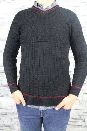 پلیور مشکی مردانه ساده Bilgiçler - کد 374727556