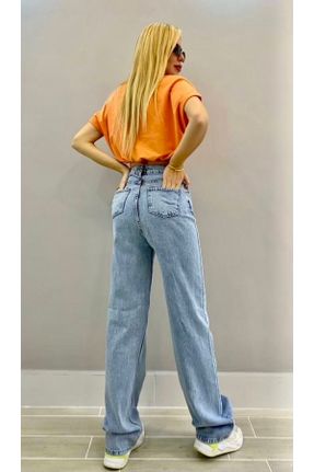 شلوار جین آبی زنانه پاچه راحت فاق بلند کد 375576689