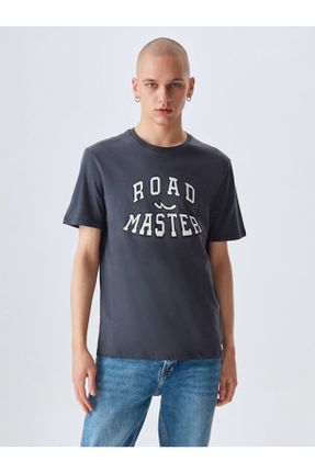 تی شرت طوسی مردانه یقه گرد رگولار تکی کد 274141284