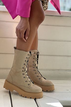 بوت / نیم بوت بژ زنانه جیر Shoebutik - کد 374936672