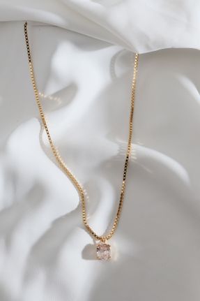 گردنبند جواهر سفید زنانه روکش طلا کد 375036483
