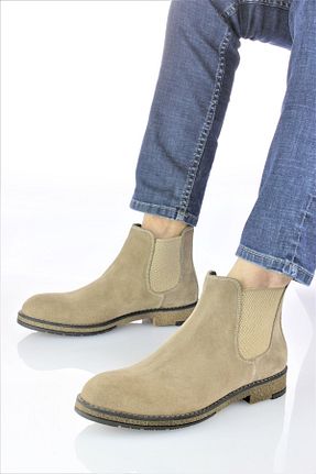 بوت / نیم بوت بژ مردانه چرم خالص DOCKA - کد 375111267