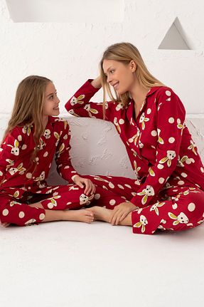 ست لباس راحتی زرشکی زنانه پنبه پلی استر Siyah İnci - کد 375389155