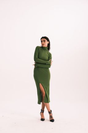 لباس سبز زنانه بافتنی آستین-بلند پارتی کد 374867042