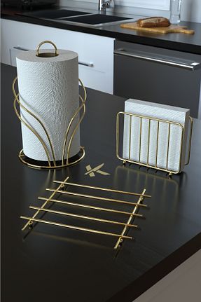 جا دستمال کاغذی طلائی KARTEYA - کد 359576980