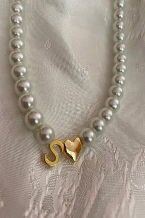 گردنبند جواهر سفید زنانه روکش طلا کد 376127000