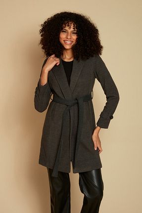 پالتو پشمی طوسی زنانه رگولار Select Moda - کد 349787250
