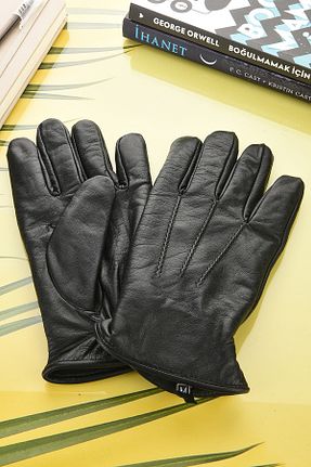 دستکش مشکی مردانه چرم خالص fubileather - کد 78380420