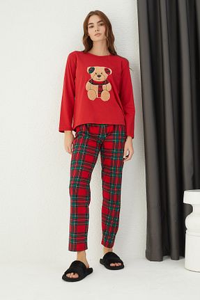 ست لباس راحتی قرمز زنانه %100 پنبه Eliz Homewear - کد 377079077