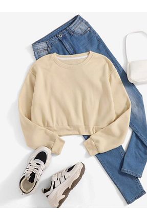 سوئیشرت بژ زنانه ساده Mad&Calf - کد 376248673