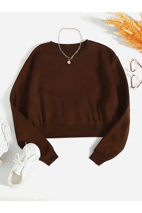 سوئیشرت قهوه ای زنانه ساده Mad&Calf - کد 376310510