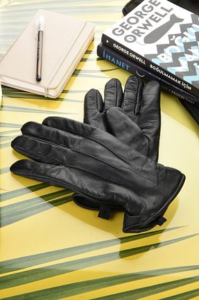 دستکش مشکی مردانه چرم خالص fubileather - کد 78380420